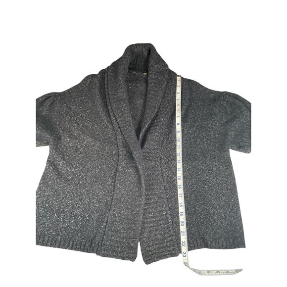 BCBGMAXAZRIA Wool Blend Bubble Short Sleeve Cardigan Charcoal Gray Size M/L - Picture 9 of 10